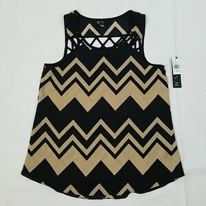 3/$24 BCX women xs tank top chevron print sleevele